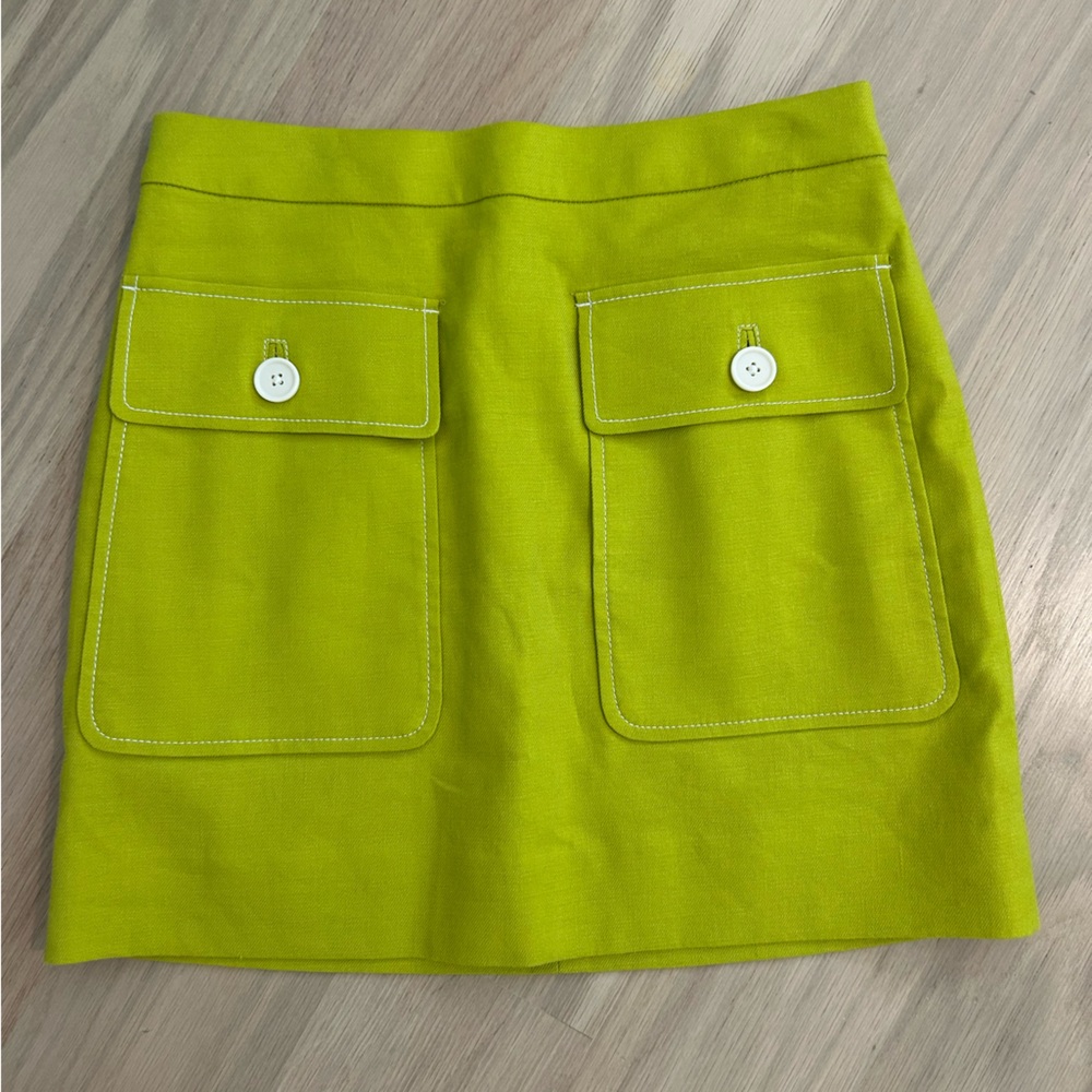 J. Crew Chartreuse Mini Skirt, lined, 4, NWT